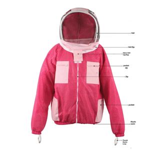 Pink Kids Beekeeping Jacket 3-Layer Ventilated Mesh Fencing Veil Hood Elastic Waist Thumb Loop OEM Wholesale Beekeeping <b>Suit</b> - Product Image 1