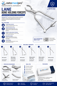 ชุดเครื่องมือผ่าตัดกระดูก LANE Bone Holding Forceps รุ่นแบบมีและไม่มีรัตเช็ต ขนาด 10 นิ้ว-17 นิ้ว ZETOMEDPRO ชุดเครื่องมือศัลยกรรมกระดูกและข้อ CE - Product Image 6