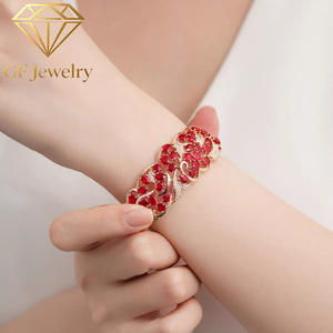 14K rose gold bangle Victorian <b>ruby</b> bangle Vintage fine jewelry Openwork diamond bangle High-end rose gold bangle - Product Image 2