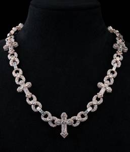 Collier croix en moissanite plaqué or rose, chaîne en argent 925, pendentif bijoux pour homme et femme - Product Image 2