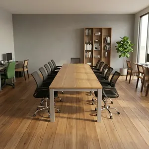 Mesa de Comedor Rectangular Moderna de Madera con Patas de Metal, Diseño Estable para Muebles de Hogar, 6 Plazas, Estilo Minimalista - Product Image 1