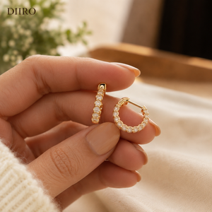 18K Yellow Gold Plated <b>Hoop</b> <b>Earrings</b> with Round Diamond Women's Luxury Everyday Wear Moissanite Jewelry - Product Image 5