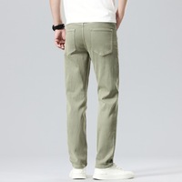 Jean slim vintage coupe bootcut pour homme, en mélange de coton extensible, taille mi-haute, fermeture éclair, léger, vert émeraude, taille S-XXL, uni