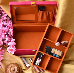 Elegant Maroon Floral <b>Sequin</b> Jewelry Box - Handmade Storage Organizer by whimsy <b>art</b> craft - Product Image 4