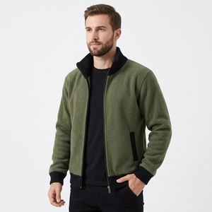 Wholesale <b>Men's</b> <b>Turtleneck</b> Fleece Knit Cardigan Jacket Full Zip Technical Fabric Winter Anti-Wrinkle Business Casual Outerwear - Product Image 4