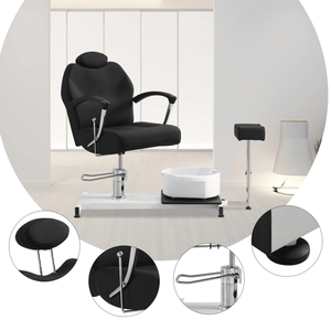 Poltrona Pedicure Girevole a 360° Reclinabile con Altezza Regolabile Idraulica, Poggiapiedi, Vasca per Piedi e Poggiatesta Confortevole - Product Image 6