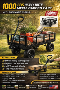 Chariot de jardin robuste à côtés en maille amovibles, capacité de charge de 450 kg, chariot en acier pour l'entretien des pelouses et le jardinage ODGGAD008 - Product Image 2