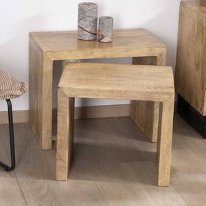 Vandana Crystal Detail <b>Set</b> of two nesting <b>side</b> <b>tables</b> in mango wood with clean lines Manoha - Product Image 5