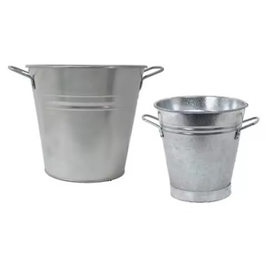 Jardinières en métal galvanisé très vendues, forme circulaire avec poignées, durables pour l'extérieur, utilisation en jardin, conteneur pour fleurs et plantes vertes - Product Image 2