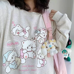 เสื้อฮู้ดแขนยาวพิมพ์ลายการ์ตูนญี่ปุ่นน่ารัก สไตล์ฮาราจูกุ แนวสับคัลเจอร์ สวยหวาน แฟชั่นลำลอง หลวมๆ น่ารัก - Product Image 1