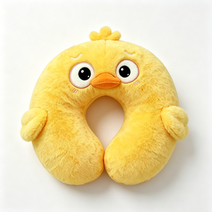 Almohada de cuello de pato de peluche, Almohada de cuello en forma de U de pato amarillo, Almohada de viaje para el cuello con diseño de pollito, Almohada de viaje de pato de peluche, Soporte de cuello de pato adorable - Product Image 2