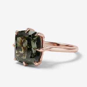 แหวนเพชรทรงคุชชั่นสีเขียว 3 กะรัต, แหวนหมั้นทองคำกุหลาบ 14K, เครื่องประดับชั้นดีที่มีเอกลักษณ์, แหวนหรูหราโดดเด่น - Product Image 2