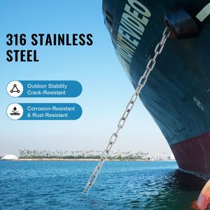 Cadena de Anclaje de Acero Inoxidable 316 de Grado Marino de 1/4'' x 4 Pies, 1700 Lbs WLL/4800 Lbs BS, con Doble Bloqueo para Anclajes de Barcos - Product Image 2
