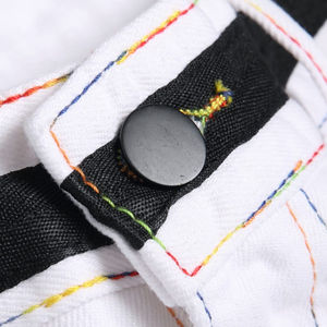 Pantalones Cortos de Mezclilla para Hombre, Bordados con Cristales, Desgastados, Bicolor Degradado, de Algodón, Casuales, de Verano, Ajustados, a la Moda - Product Image 5