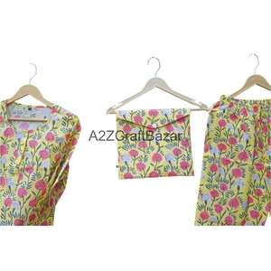 ชุดนอนผ้าฝ้ายแท้ 100% คอกลม พิมพ์ลายด้วยมือ ขายดี สำหรับผู้หญิงและเด็กผู้หญิง - Product Image 4