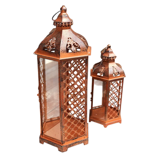 Vintage <b>Red</b> Metal Hanging Lanterns With Handle Indoor Outdoor Decorative Iron Glass Lantern For Home And Wedding Garden Decor - Product Image 4