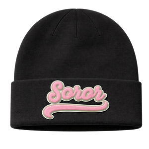 Bonnet Sororité Noir pour Femme, Rose et Vert, Style Collège, Tricot d'Hiver, Vêtement Décontracté et Élégant - Product Image 3