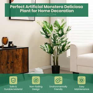 Lot de 2 plantes artificielles Monstera Deliciosa de 1,20 m pour la maison ou le bureau - Product Image 5