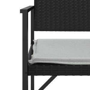 Banco de Jardín Rectangular de Ratán Sintético Negro, Diseño Estándar para Patio - Product Image 6