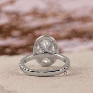 Anillo de compromiso y boda de oro de 10K, 14K, 18K con diamante cultivado en laboratorio IGI de 1CT, 2CT, 3CT, 4CT, 5CT, color D, VS1, forma ovalada, con halo, para mujer, anillo fino - Product Image 4