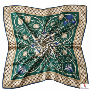 Premium Custom Digital Printed Silk Feel Square Scarf OEM ODM Manufacturer New Ireland Custom Fabric Products Wholesale - Product Image 3