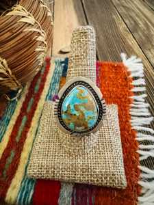 Paige Wallace Turquoise <b>Adjustable</b> <b>Ring</b> Sterling Silver Handmade Southwestern Boho Statement Jewelry Artisan Gift for Her - Product Image 1