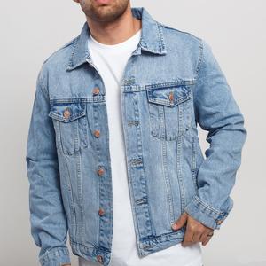 Fournisseur en gros de vestes en jean pour hommes, sans motif, à manches longues, à un seul bouton, style cowboy, en jean noir - Product Image 1
