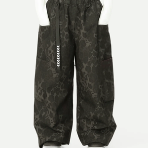 Unisex Baggy Pants Black Leopard Print Drawstring Closure Breathable Polyester Adult Style Cargo ski baggy Pants - Product Image 2