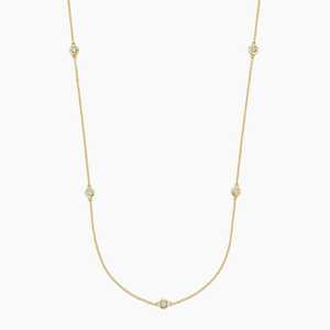 Collier en or jaune massif 14 carats plaqué rhodium avec diamant de laboratoire de 0,25 ct serti clos, 18 pouces, délicat et luxueux, certifié IGI, de qualité supérieure - Product Image 3