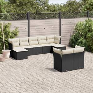 Set di divani da giardino modulari in 9 pezzi in rattan PE nero - Product Image 1