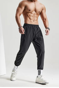 Men's 80% Nylon Jogger Pants 4-Way Stretch Quick Dry Zip Pocket Tapered Gym <b>Training</b> <b>Trousers</b> Wholesale OEM Black Blue Gray - Product Image 6