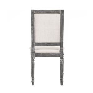 Juego de 2 sillas de comedor tapizadas en lino color crema y gris desgastado - Product Image 5