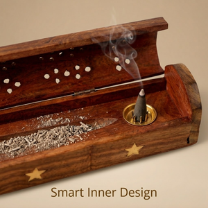 Handmade Wooden Incense Burner Coffin Box Brass Inlay Ash Catcher Storage <b>Aroma</b> <b>Diffuser</b> Holder Luxury Home Decor Wholesale Gift - Product Image 3