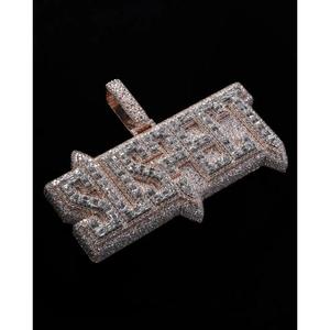 Moissanite Diamond Name Pendant Hip Hop <b>Chain</b> <b>Iced</b> Out Baguette Necklace Luxury Streetwear Jewelry - Product Image 1