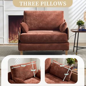3-in-1 <b>Convertible</b> Mid for Century Modern Decor Sofa <b>Bed</b> Foldable Recliner with Three Pillows for Small Spaces - Product Image 4