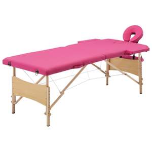 Table de massage pliable en bois rose à 2 zones, qualité supérieure pour la relaxation et le confort - Product Image 1