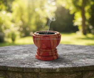 Brûleur d'encens rectangulaire en bois d'acacia et époxy religieux traditionnel fait à la main pour une utilisation en intérieur Ramadan et Eid Home Decor - Product Image 2