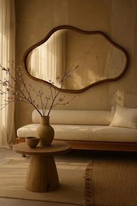 Miroir mural en bois de taille standard, miroir mural en bois multicolore pour la cuisine et la salle à manger, accessoire de décoration intérieure en gros - Product Image 2