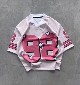 เสื้อฟุตบอลตาข่ายระบายอากาศคุณภาพสูงแบบ OEM สั่งทำพิเศษ พิมพ์ลายกราฟิกวินเทจ หมายเลขพิมพ์แบบซับลิเมชั่น ทรงโอเวอร์ไซส์ - Product Image 4