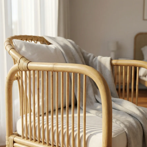 Fauteuil d'appoint en rotin artisanal unique avec motif lunaire pour salon/chambre contemporain/bohème, en provenance du Vietnam - Product Image 4