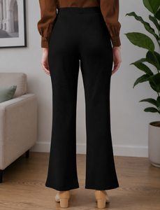 Nouveau pantalon décontracté coupe droite, couleur unie, jambe large, pour femme - Product Image 2