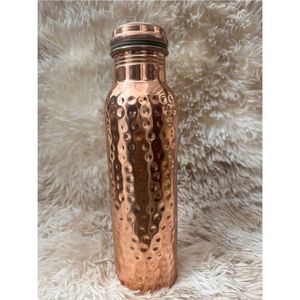 Luxury Copper Water <b>Bottle</b> 1000ml - Seamless Jointless Pure Copper Jug - Ayurvedic Health Benefits Eco-Friendly Hammered Designs - Product Image 2