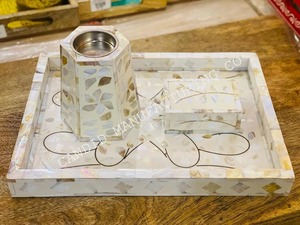 Juego de Quemador de Incienso de Sándalo y Madreperla, Ecológico, Portátil, Bandeja para Mubkhar, Difusor de Aromaterapia Islámica, Decoración para el Hogar - Product Image 3
