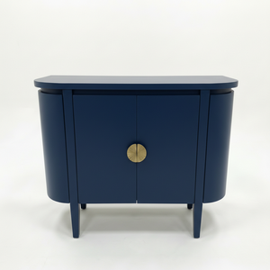 Meuble de rangement moderne en chêne, console latérale incurvée, design minimaliste, buffet compact, console arrondie, couleur marine, écologique - Product Image 1