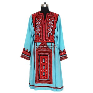 Vestido Balochi Bordado a Mano Estilo Kuchi Banjara Vintage BDR077, Estilo Bohemio, de Proveedor Indio, Bordado Artesanal Vintage - Product Image 6
