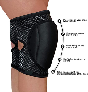 High Quality Breathable <b>Pole</b> Dance Knee Pads Sleek Black <b>Grip</b> 100% Polyester Women's Protection for Pylon Ballet Modern Dance - Product Image 5