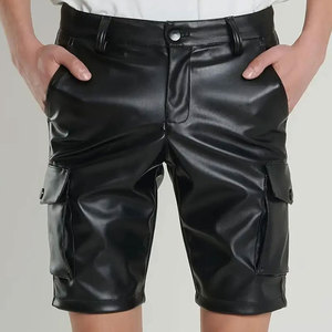 กางเกงขาสั้นหนังแท้สไตล์คลับแวร์ คุณภาพสูงสำหรับผู้ชาย กางเกงขาสั้นหนังสำหรับฤดูร้อนและฤดูใบไม้ร่วง แบบเรียบย้อมสีสำหรับผู้ใหญ่ สามารถสั่งทำได้ - Product Image 1