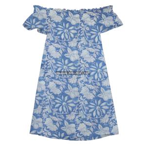 Nuevo Vestido Corto con Hombros Descubiertos Hecho de Algodón de Alta Calidad, Suave y Cómodo, para Playa, Verano 2026, Estampado a Mano - Product Image 1