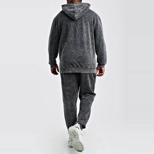 Conjunto Deportivo para Hombre, Sudadera con Capucha y Pantalones de Chándal de Algodón con Lavado Ácido, Color Sólido, Estilo Casual, Corte Regular, para Otoño - Product Image 2