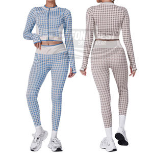 Ensemble 2 pièces pour femmes : Haut de sport côtelé respirant sans couture à taille haute élastique et Legging de yoga – Conception personnalisée OEM - Product Image 3